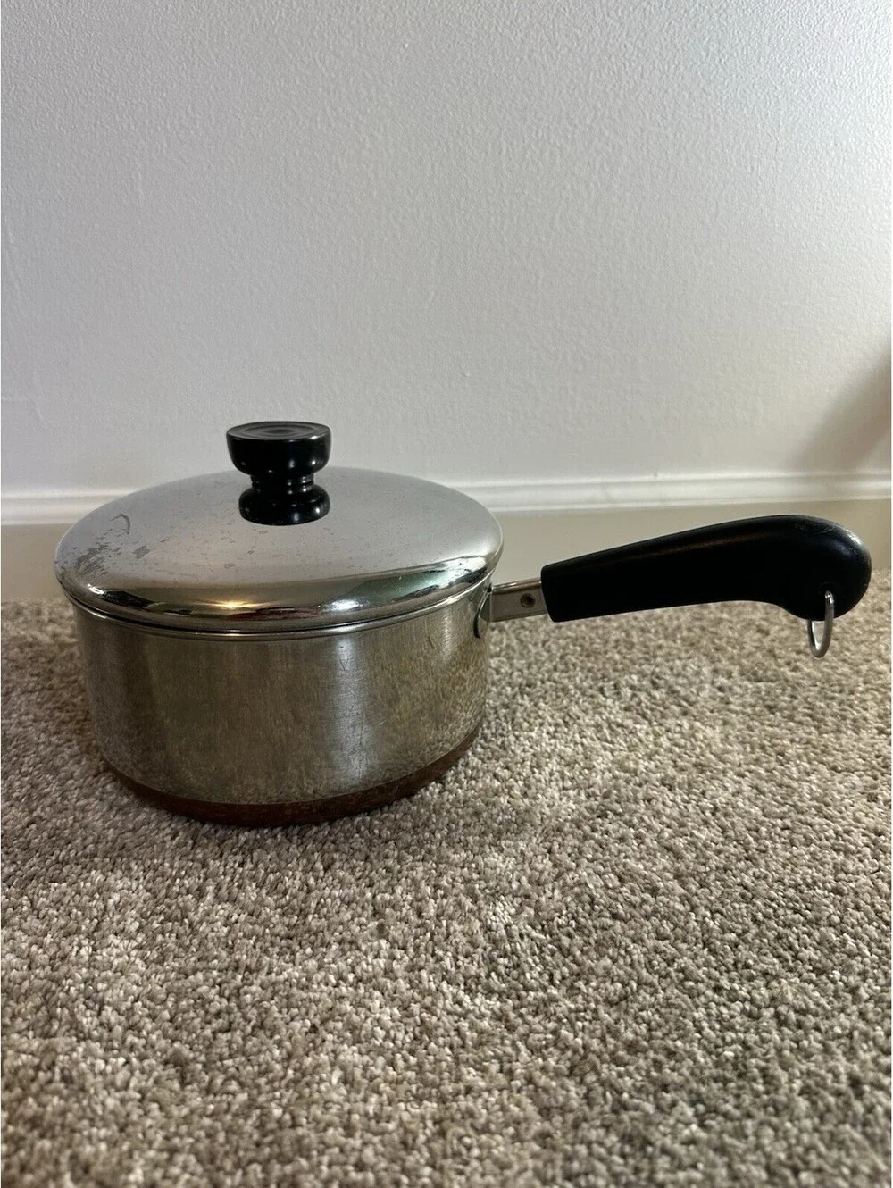 Vintage VTG Revere Ware Copper Bottom Sauce Pan 2 Quart With Lid